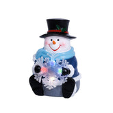 Lumineo BO Led Polyresin Snowman with Colour Change Effect 15cm